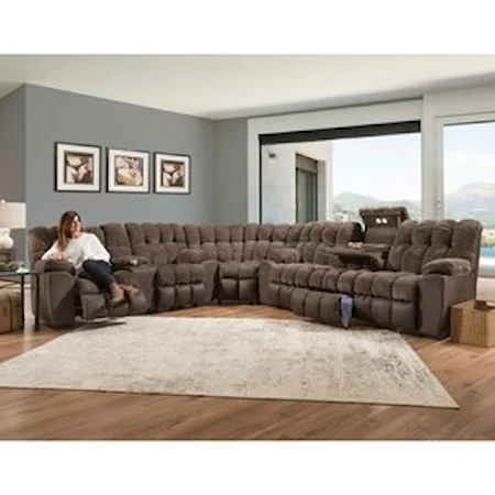 Reclining Sectional with Drop-Down Table and Cupholders